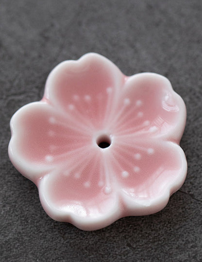 Porte-encens décoratif en forme de fleur en céramique fait à la main Gohobi