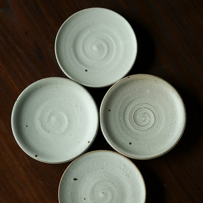 Gohobi Handmade Ceramic Kohiki White Coaster Plate