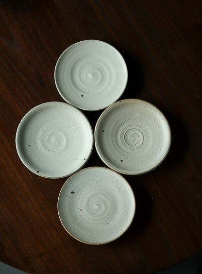 Gohobi Handmade Ceramic Kohiki White Coaster Plate