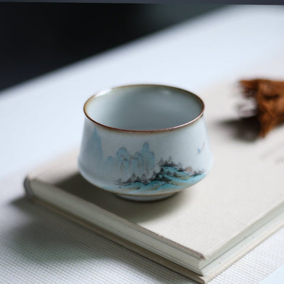 Gohobi Hand painted Mountain Tea Cup Ceramic Chinese Gongfu tea Kung fu tea Japanese Chado