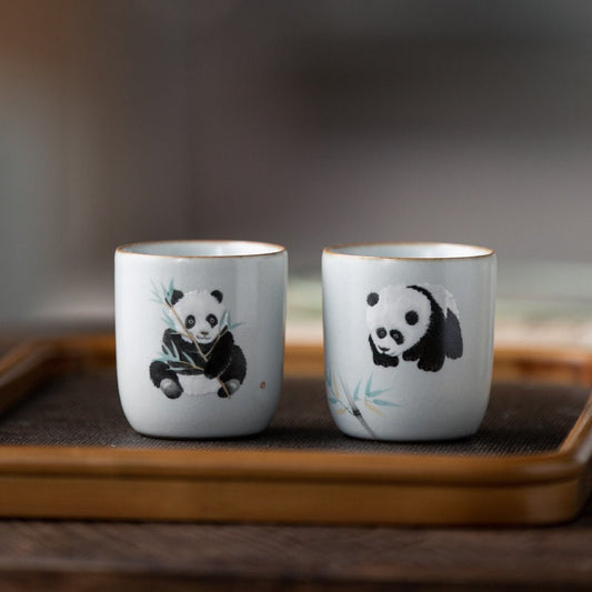 Gohobi Hand-painted Panda Tea Cup Ceramic Chinese Gongfu tea Kung fu tea Japanese Chado