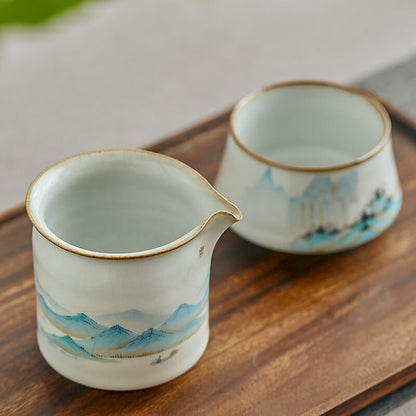 Gohobi Hand painted Mountain Fair cup Ceramic Chinese Gongfu tea Kung fu tea Japanese Chado Tea pitchers