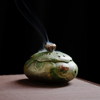 Gohobi handmade Lotus Ceramic Incense bowl Incense holder Gongfu tea Japanese Chado incense burner