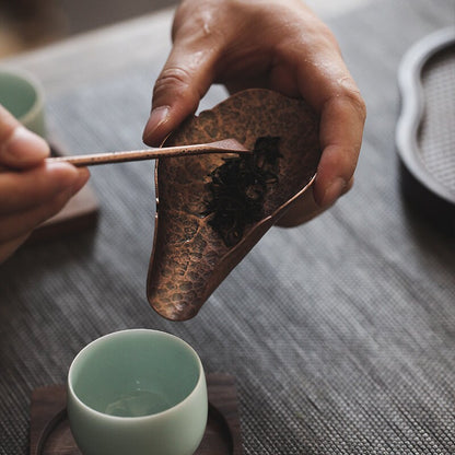 Gohobi Copper Chinese Gongfu Tea Accessories tools set  (Incl. 2 Tea Scoop and 1 Tea Scoop stand) Japanese Chado