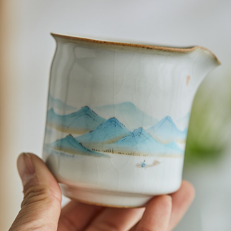 Gohobi Hand painted Mountain Fair cup Ceramic Chinese Gongfu tea Kung fu tea Japanese Chado Tea pitchers