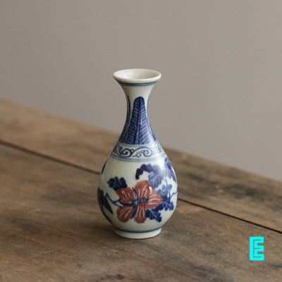 Gohobi Oriental vase blue and white porcelain hand painted handmade mini vases Chinese Japanese Chado table decor gift wedding birthday