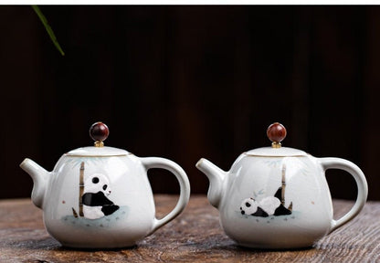 Gohobi Hand-painted Panda Teapot Ceramic Chinese Gongfu tea Kung fu tea Japanese Chado