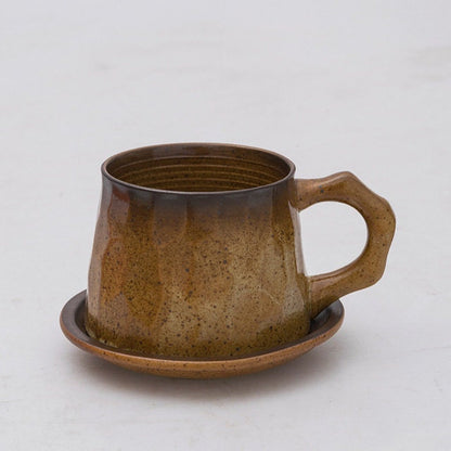 Gohobi Handmade stoneware Coffee cup and saucer Japanese vintage style coffee mug