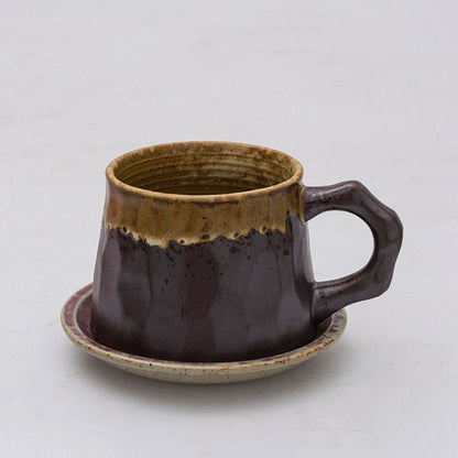 Gohobi Handmade stoneware Coffee cup and saucer Japanese vintage style coffee mug