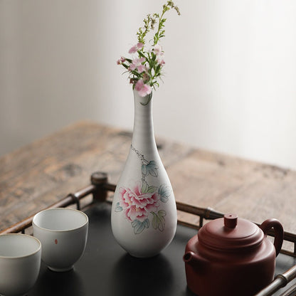 Gohobi porcelain hand painted mini vases peony bamboo fruit Chinese Gongfu tea Kung fu tea able decoration