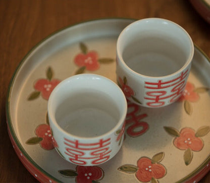 Gohobi Wedding tea set, wedding gift set, handmade Vintage Style tea set, Hand painted, Rustic, Minimalistic Japanese Tea set, Teapot set