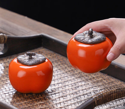 Gohobi Ceramic Persimmon Tea Storage Jars tea containers Chinese Gongfu tea Kung fu tea Japanese Chado