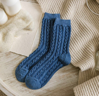 Bear wool socks gift Women Winter Socks gift flowers floral Korean Japanese blue