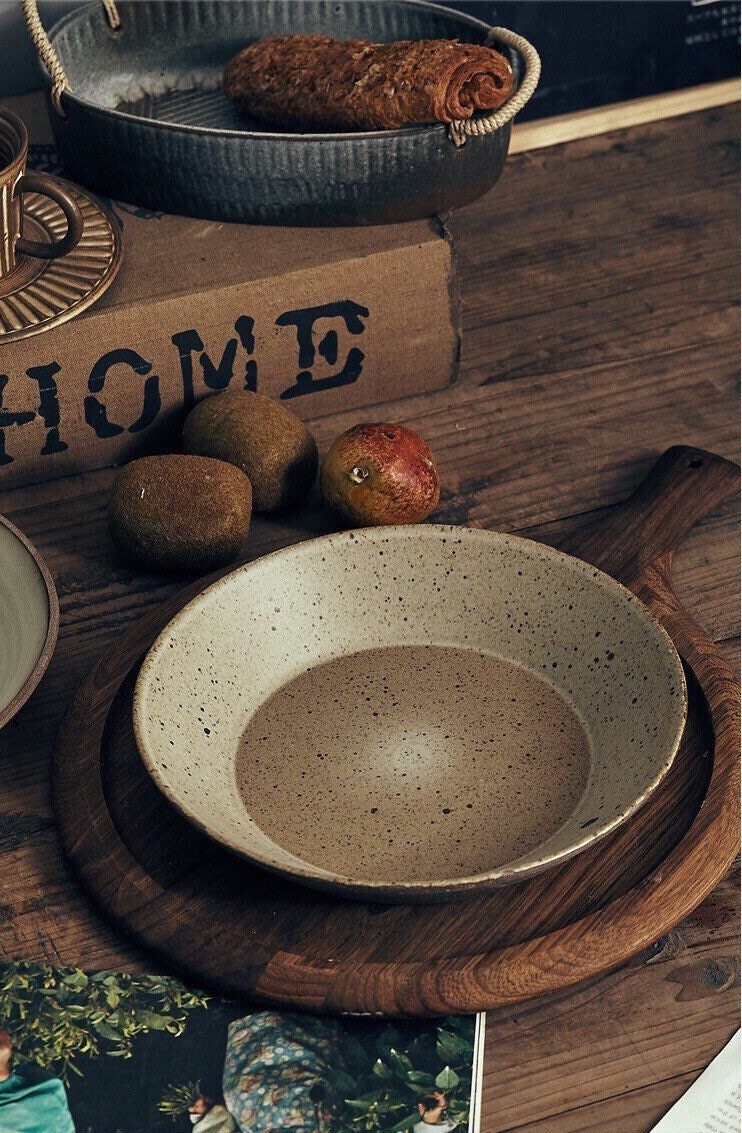 Gohobi Handmade ceramic plate Japanese style tableware stoneware