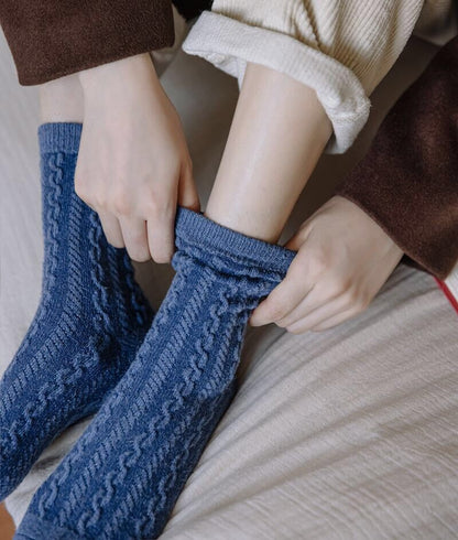 Bear wool socks gift Women Winter Socks gift flowers floral Korean Japanese blue