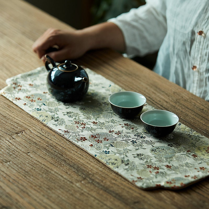 Gohobi Gongfu Tea ceremony placemat 48cm x 21 cm Kung fu tea towels Linen cotton Japanese Chado teaware placemat