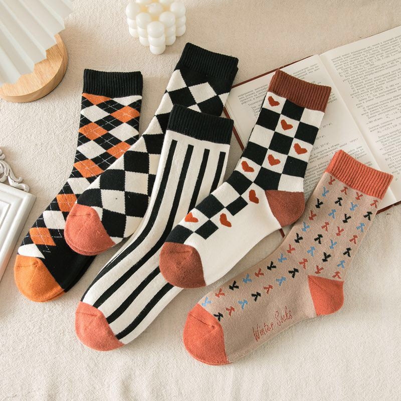 Floral socks gift Women Winter Socks gift wool flowers Korean Japanese