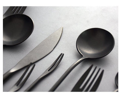 Gohobi a set of 5 stonewashed cutlery set 100% stainless steel travel cutlery set