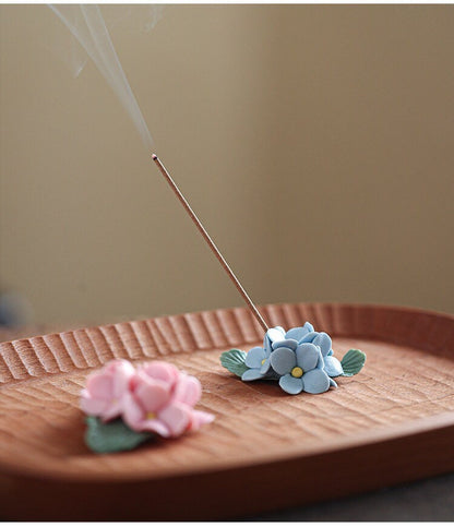 Gohobi Handmade incense holder Ceramic flower Incense stick holder Gongfu tea Japanese Chado