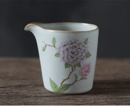 Gohobi Hand-painted Hydrangea Fair cup Ceramic Chinese Gongfu tea Kung fu tea Japanese Chado Tea pitchers