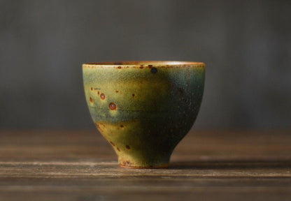 Gohobi Handmade ceramic tea cup Chinese Gongfu tea Kung fu tea Japanese Teacup small green tea cup [Green banana collection]