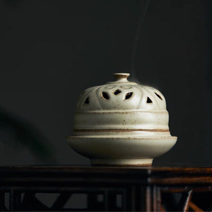 Gohobi handmade white Incense bowl Incense holder Gongfu tea Japanese Chado incense burner