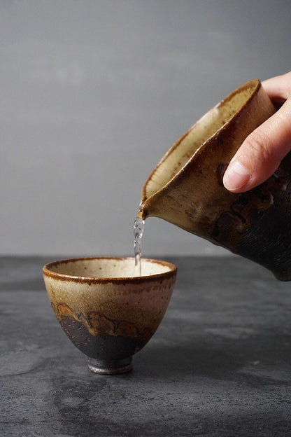 Gohobi Handmade Gaiwan Tea cup, Hand painted, vintage, high quality, Rustic, Minimalistic Japanese Tea, Gongfu tea [Sunset collection]