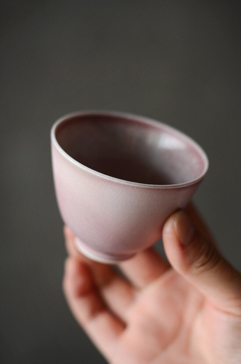 Gohobi Handmade ceramic Red tea cup Chinese Gongfu tea Kung fu tea Japanese Chado crystal gemstone colour [Ice crack collection] 