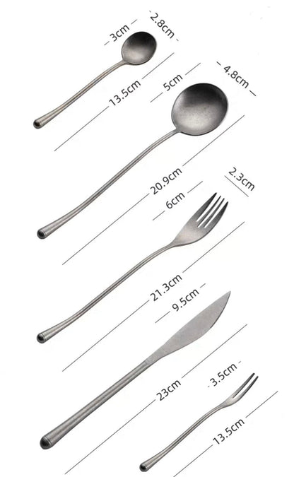 Gohobi a set of 5 stonewashed cutlery set 100% stainless steel travel cutlery set