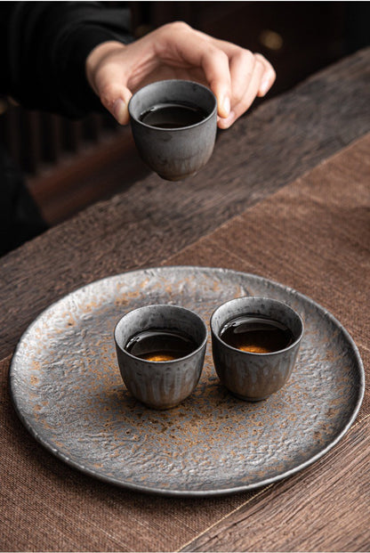 Gohobi Ceramic Japanese style black golden teacup tableware stoneware coffee cup sake cup green tea cup