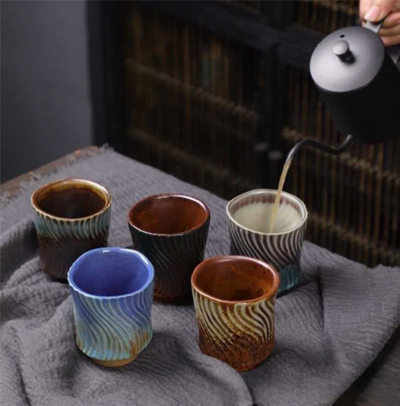 Gohobi Ceramic Japanese style colourful teacup tableware stoneware coffee cup sake cup green tea cup