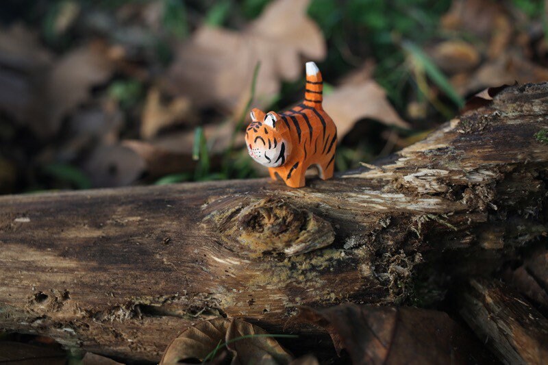 Gohobi Hand crafted wooden Tiger ornaments unique gift for him for her