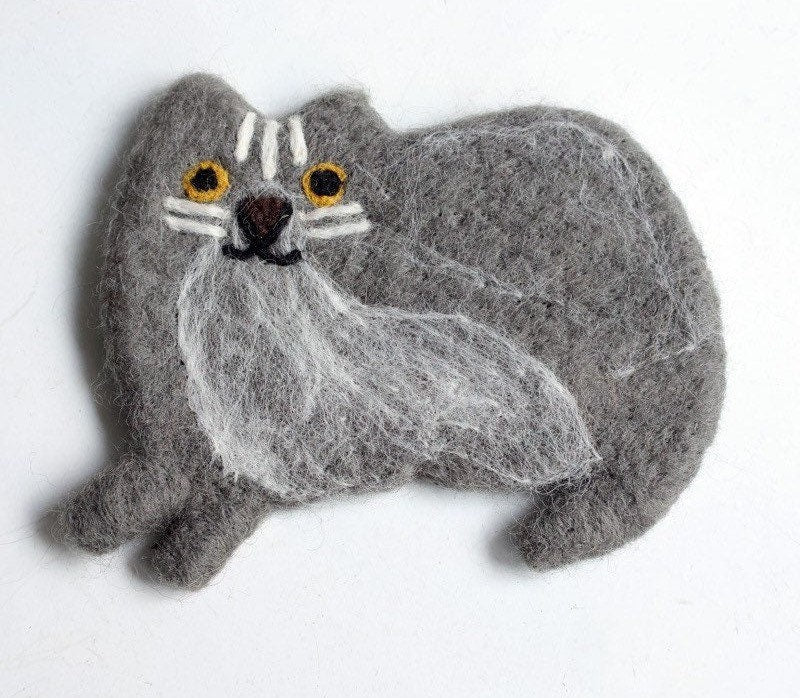 Gohobi Wool coaster, animal coaster, cat coaster, gift for her, gift for him, yellow grey black white cat, panda, duck