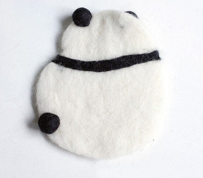 Gohobi Wool coaster, animal coaster, cat coaster, gift for her, gift for him, yellow grey black white cat, panda, duck