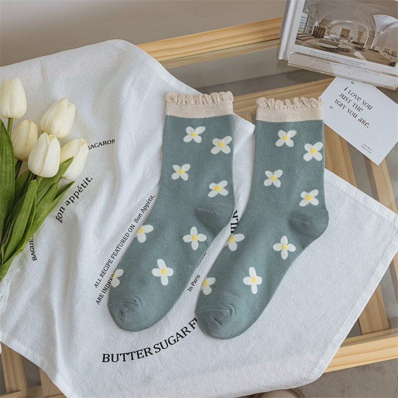 Floral cotton socks