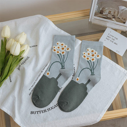 Floral cotton socks